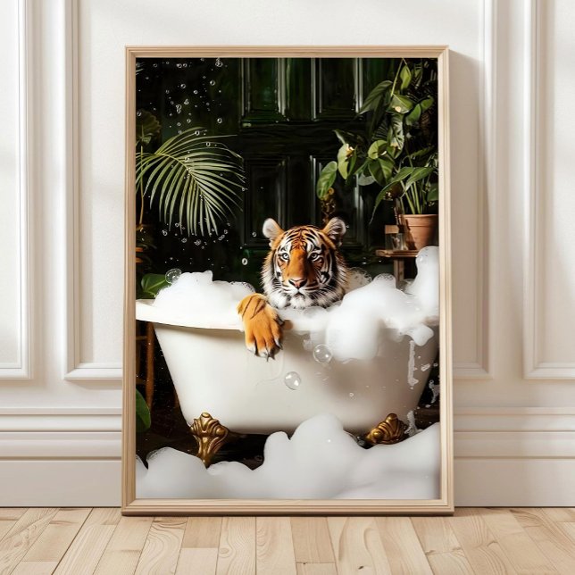 Tropisk Tiger i Badkarstryck - Badrumsvägg Ar Poster (Skapare uppladdad)