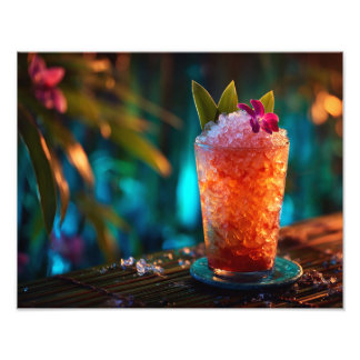Tropisk Tiki Cocktail Neon Djungel Vibe Fototryck