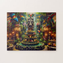 Tropisk Tiki Mystiska Papegojor Tiki Totems Djunge