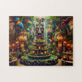Tropisk Tiki Mystiska Papegojor Tiki Totems Djunge Pussel