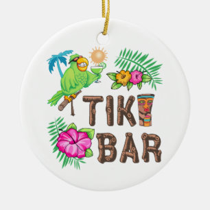 TROPISK TIKI PUB JULGRANSPRYDNAD KERAMIK