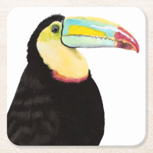 Tropisk Toucanfåglar Underlägg Papper Kvadrat
