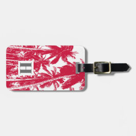 Tropisk Träd Handflatan i Röda och vita Bagagebricka