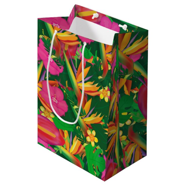 Tropisk trädgård blommiga blad Luau-fest presentpå (Framsidan Vinklad)