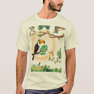 Tropisk Tukanfågel & Djungelblad Estetisk Uni T Shirt
