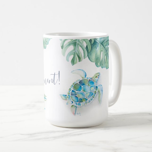 Tropisk turkos Blue Watercolor Sea Turtle Mugg (Framsida höger)