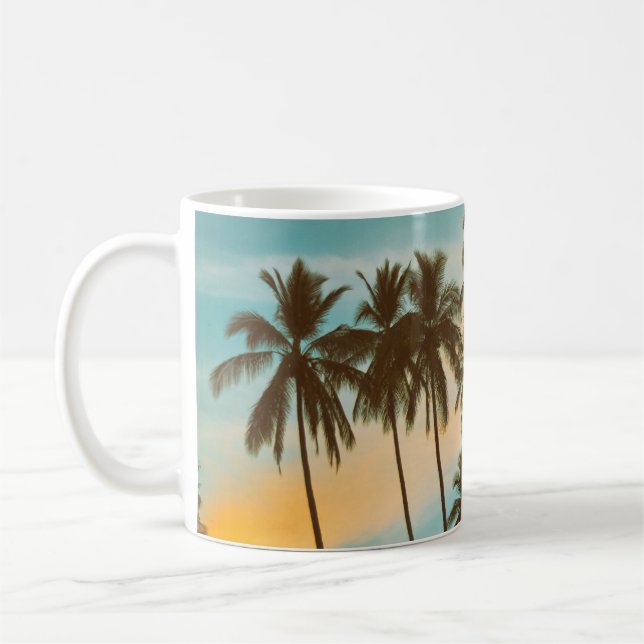 Tropisk twilight: Coconut Handflatan Silhouette Kaffemugg (Vänster)
