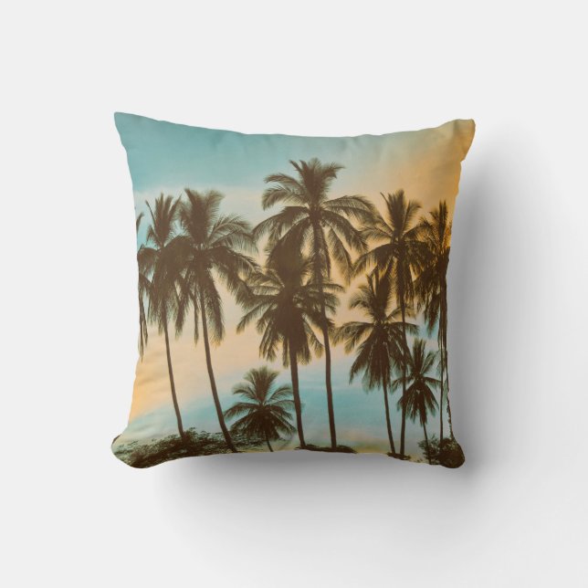 Tropisk twilight: Coconut Handflatan Silhouette Kudde (Framsida)