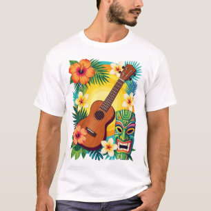 Tropisk Ukulele Tiki Luau-fest T-Shirt