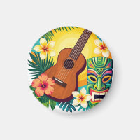 Tropisk Ukulele Tiki Luau-fest T-Shirt