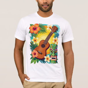 Tropisk Ukulele Tiki Luau Feststämning T-Shirt