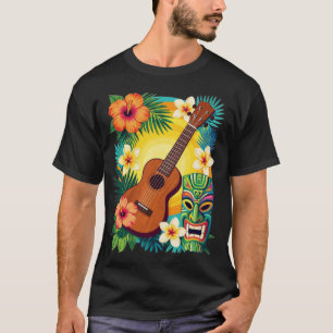 Tropisk Ukulele Tiki Luau Party Stämning T-Shirt