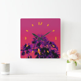 Tropisk uppvärmning av Handflatan Träd med numrera Fyrkantig Klocka