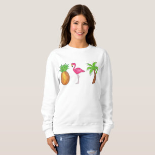 Tropisk utskrift Handflatan Träd Pineapple Rosa Fl Tee Shirt