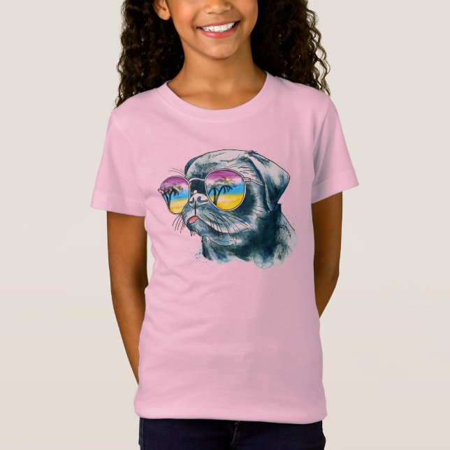 Tropisk valp för vattenfärg t shirt (Framsida)