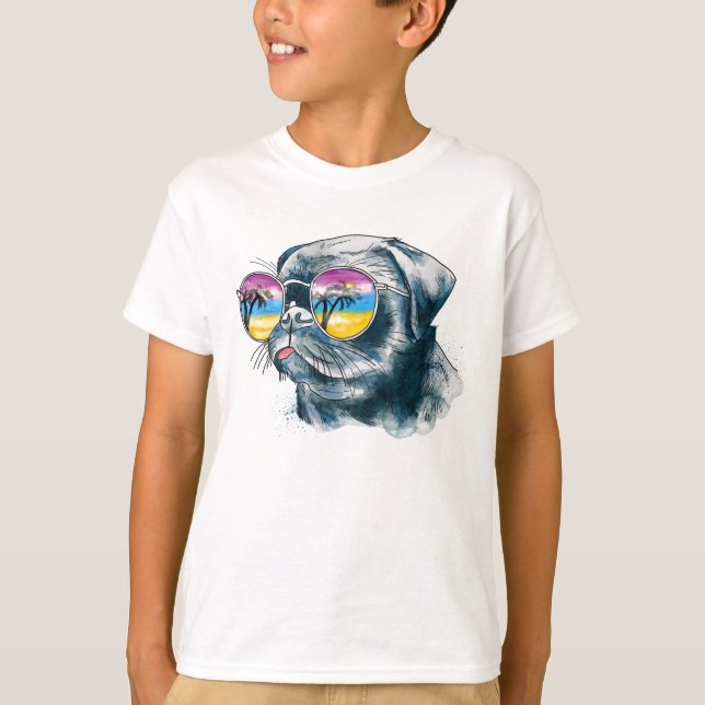 Tropisk valp för vattenfärg t shirt (Framsida)