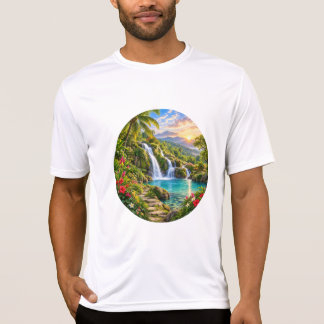 Tropisk vattenfallslagun Bergssoluppgång T Shirt
