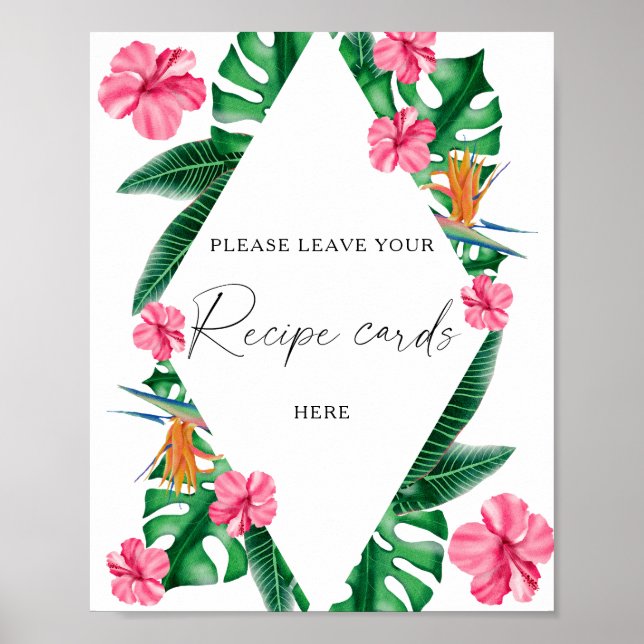Tropisk vattenfärg - Ditt recept-kort här Poster (Framsidan)