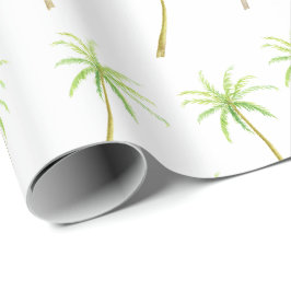 Tropisk vattenfärg i Handflatan Träd Presentpapper
