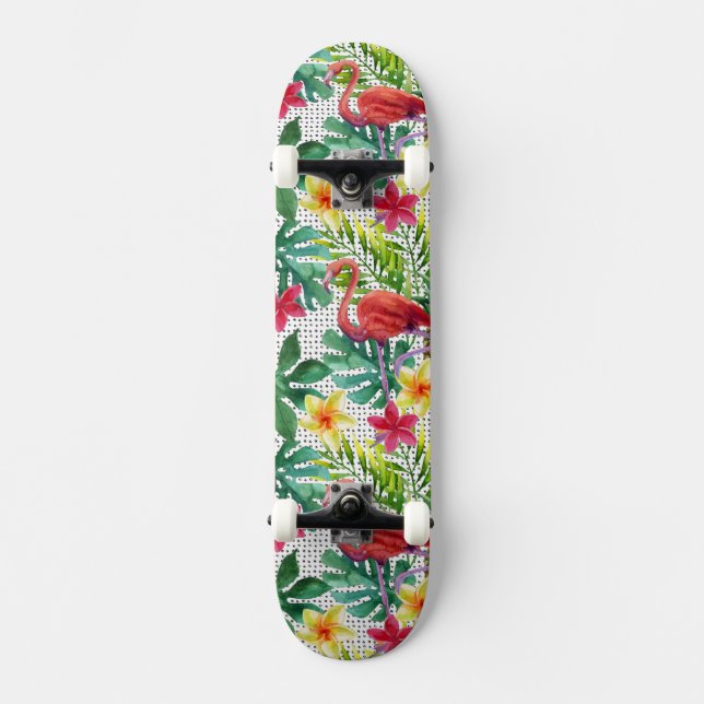 Tropisk vattenfärg skateboard bräda 21,5 cm (Framsida)