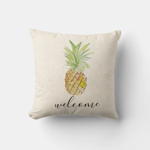 Tropisk Vattenfärg Välkommen Till Ananas Kudde