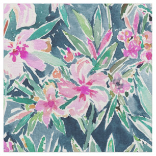 Tropisk vattenfärgblommigt för FRODIG OLEANDER Tyg