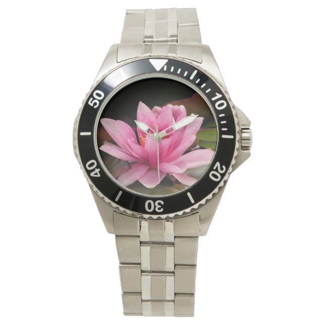 Tropisk vattenlilja blomster botanisk design armbandsur (Framsida)