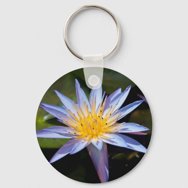 Tropisk vattenlilja blomster botanisk design nyckelring (Framsida)