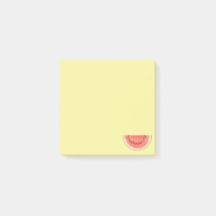 Tropisk vattenmelonfrukt på gula post-it-lappar post-it block