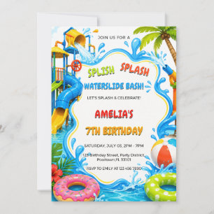 Tropisk vattenpark poolparty födelsedag inbjudningar