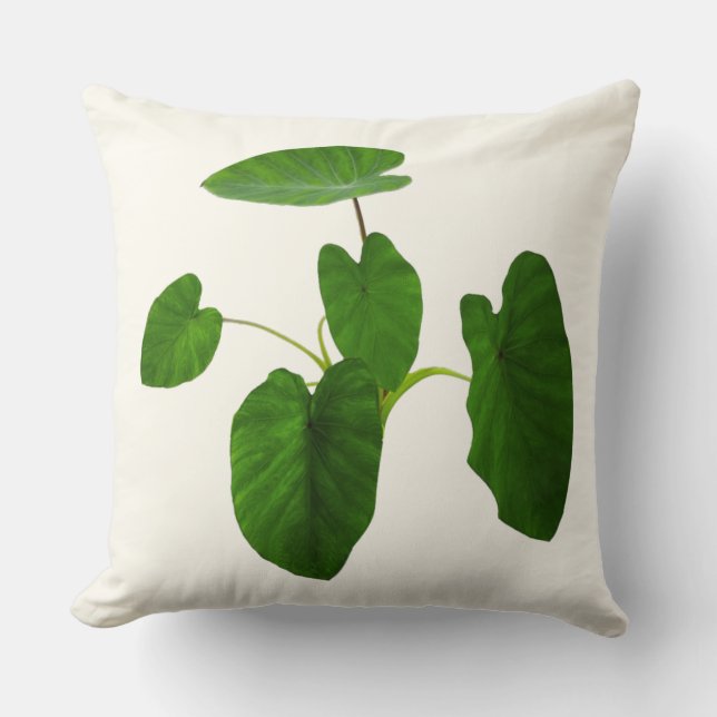 Tropisk växt gröna blad på elfenben kudde (Framsida)