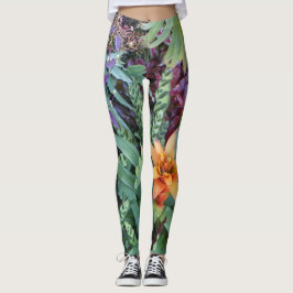 Tropisk växtdamasker leggings