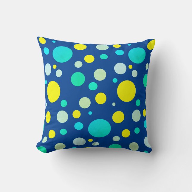 Tropisk vibe-Gult Turquise Boll Pillow Cushion Kudde (Framsida)
