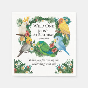 Tropisk Vild En exotisk Parrots Greenery Birthday Pappersservett