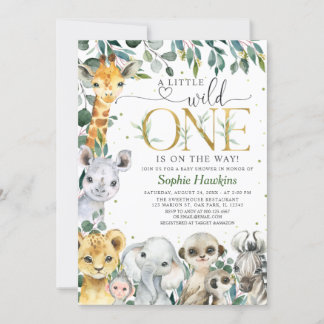 Tropisk Vild en Safari Animals Boy Baby Shower Inbjudningar