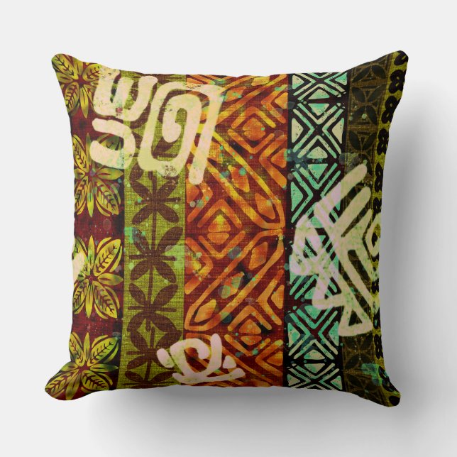 Tropisk vintage 60s Hawaiiansk barkcloth Throw Pil Kudde (Framsida)