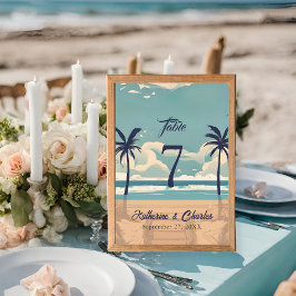 Tropisk Vintage Beach Wedding Bordsnummer