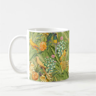 Tropisk Vintage Fåglar i gulten Jungle Paradise Kaffemugg