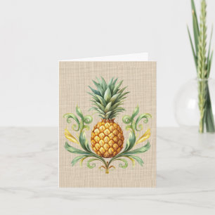 Tropisk Vintage Gul Ananas Anteckningskort