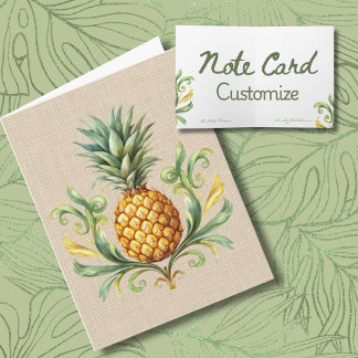 Tropisk Vintage Gul Ananas Anteckningskort
