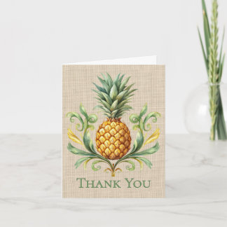 Tropisk Vintage Gul Ananas Tackkort