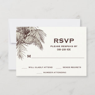 Tropisk Vintage Handflatan Träd Beach Wedding OSA Kort