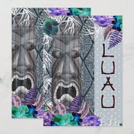 Tropisk Vintage Retro Blommig Tiki Hawaiiansk Luau Inbjudningar