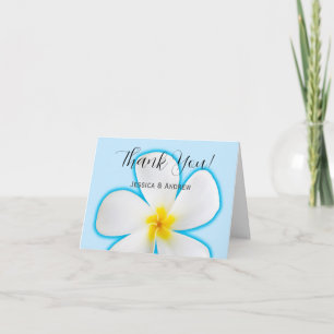 Tropisk, vit plumeria på blå, Blommigt, Tack Kort