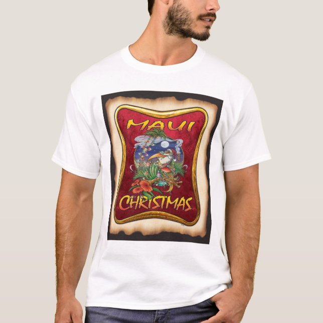 Tropisk vit T för öMaui jul Tee Shirt (Framsida)