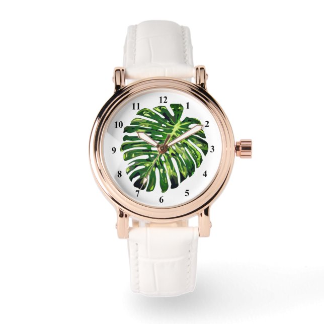 Tropisk Watch Monstera-blad Armbandsur (Framsida)