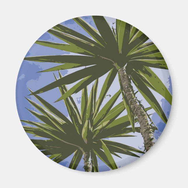Tropisk Yucca Palmblad Målnings Effekt Foto Magnet (Framsidan)