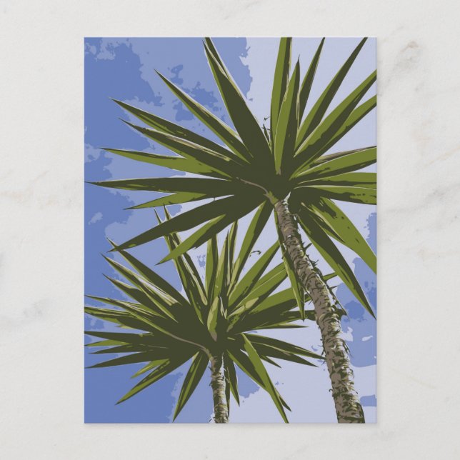 Tropisk Yucca Palmblad Målnings Effekt Foto Vykort (Framsida)