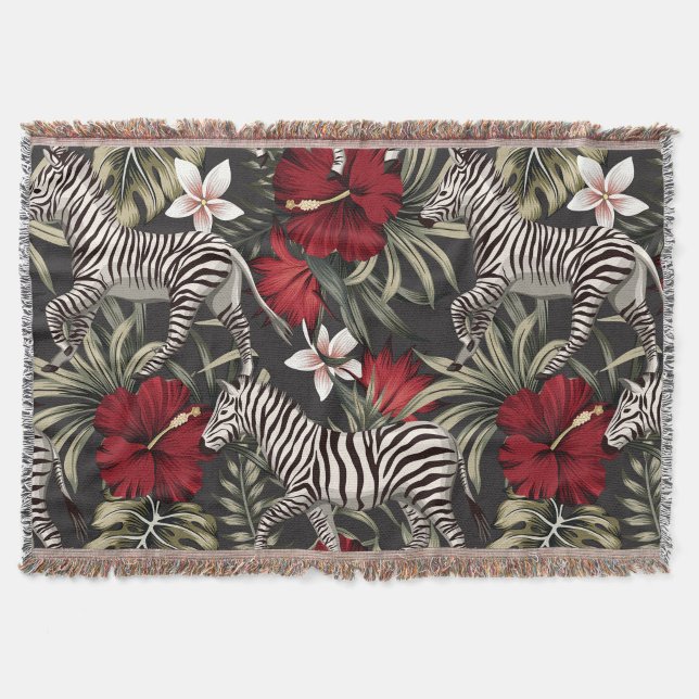 Tropisk Zebrapalats Kastfilt Filt (“Bring the jungle indoors with stripes and blooms.”)