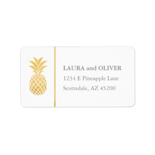 Tropiska Adressetiketter för ananas Guld